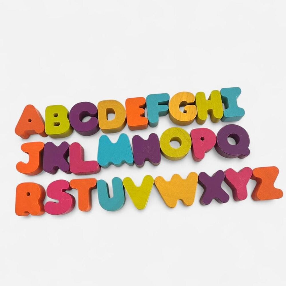 Educational 1.5" Vibrant Colored Wooden Bubble Letters